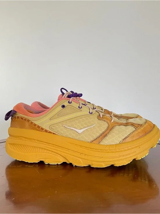 Hoka Unisex Bondi B3LS Varsity Yellow Running Sneakers - Picture 3 of 8